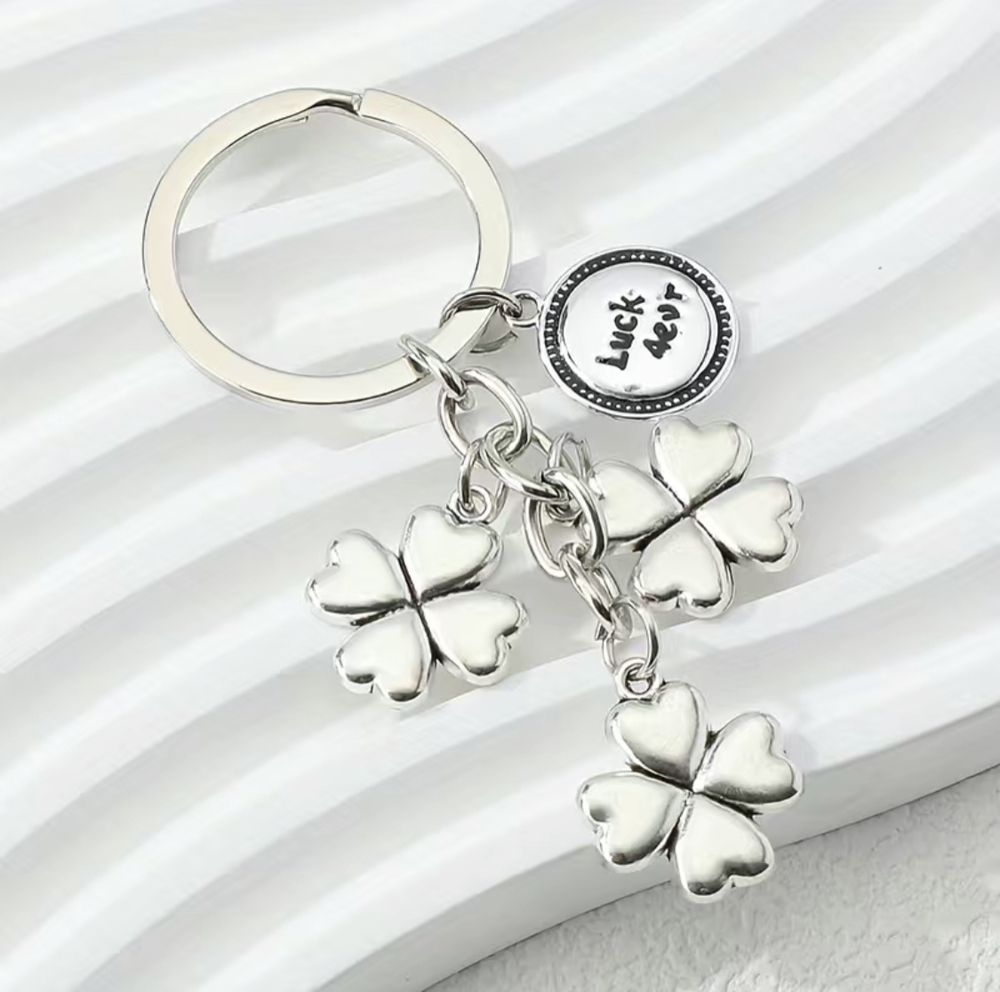 3/$25 Shamrock Clovers Luck 4Ever Stainless Steel Keychain NEW